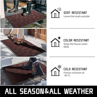 Yimobra Large Door Mat 47x32, All-Weather Waterproof Non-Slip Welcome Matt Outdoor, Heavy Duty Non Slip Doormat for Entryway for Patio and Garage Indoor, Easy Clean, Black Red