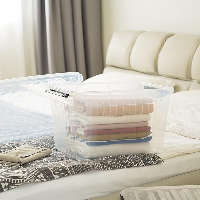 Citylife 54 QT Clear Plastic Storage Bins with Lids Stackable and Nestable Storage Boxes with Lids Large Plastic Storage Containers for Garage, Closet, Kitchen, 2 Packs