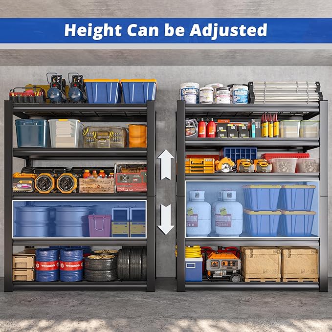 REIBII 3010LBS Storage Shelves 72" H Garage Shelving Heavy Duty Metal Shelving 5 Tier Adjustable Metal Shelves for Storage for Kitchen Pantry Warehouse Basement 72" H x 35.5" W x 16" D, 3 Pack