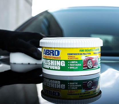ABRO Superior Performance Polishing Compound, 10 oz., High-tech Shine Car Scratch Remover for Vehicles, Restorers Swirls and Scratches, Buffing Compound for Oxidized Finishes, Smooth, Reflect, Clean