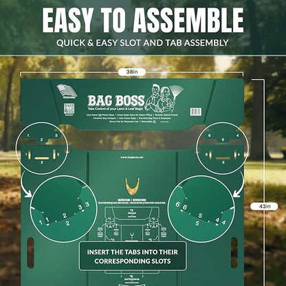 Lawn & Leaf Bag Holder Stand | Fits 33-55 Gallon Paper or Plastic Yard Waste Bags | Foldable Trash Bag Holder Stand