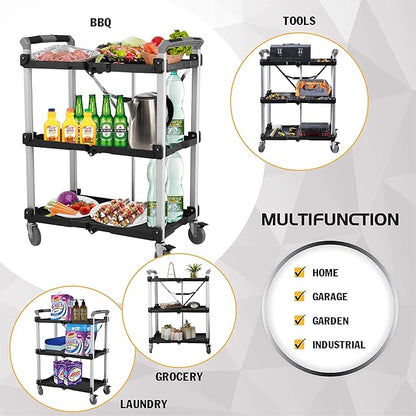 Olympia Tools 85-189 Pack N Roll Collapsible Service Cart, XL, 300LB Capacity, Black