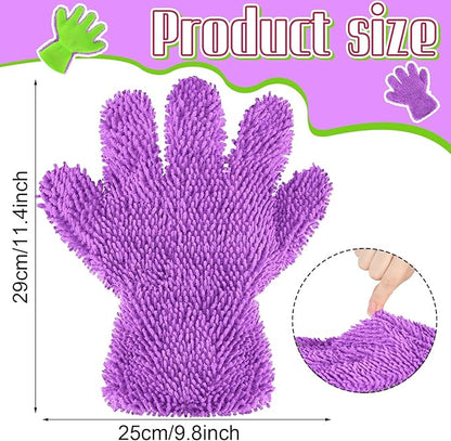 Ferraycle 2 Packs Car Wash Mitt 5 Finger Microfiber Wash Mitts Auto Car Dusting Gloves Double Sided Cleaning Gloves for Kitchen Home(Blue and Black)