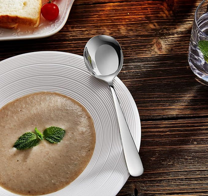KEAWELL Premium 7" Louise Soup Spoons, 18/10 Stainless Steel, Dishwasher Safe (4)