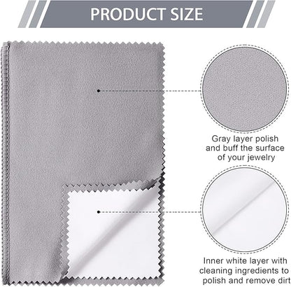 Breling 10 Pcs Silver Jewelry Polishing Cloths 6 x 8 inches Jewelry Cleaning Cloth Sterling Polish Cloths for Jewelry