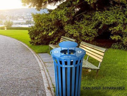 Alpine Outdoor Metal Waste Receptacle Rain Bonnet Lid - Heavy Duty Commercial Trash Can Receptacle Cover - Perfect Companion for 38-Gallon Garbage Can (Blue)