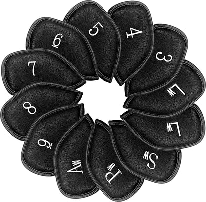 Golf 12pcs Thick Synthetic Leather Golf Iron Head Covers Set Headcover Fit All Brands Callaway Ping Taylormade Cobra Etc. Also Custom Name