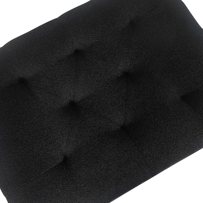 Joveco Storage Ottoman Bench, Rectangle 24″ Linen Foot Rest Stool Square Footstool for Living Room, Bedroom, Black