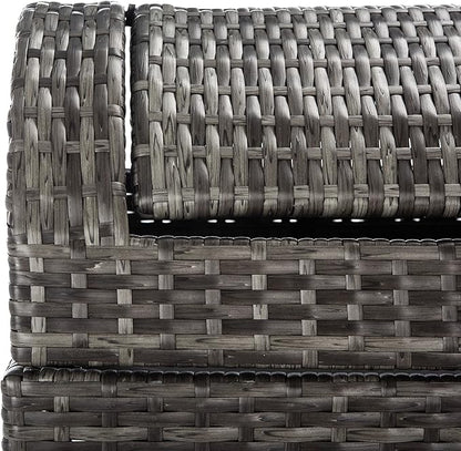 SAFAVIEH Outdoor Collection Mazeli Grey Brown Woven Swing Top Dome Lid Trash Bin (Fully Assembled) PAT7511C