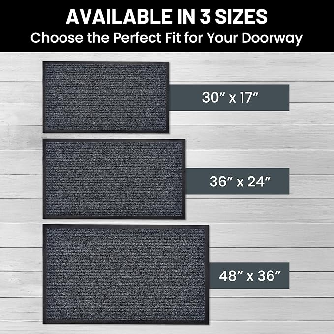 Sierra Concepts Front Door Mat Welcome Floor Mats - Entryway Indoor Outdoor Entrance Doormat, Patio, Porch, Muddy Shoe, Inside Outside Low Profile, 30x17 inches, 2-Pack Gray