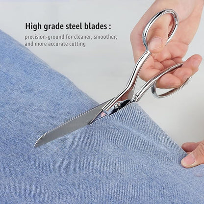 Professional Stainless Steel Fabric Scissors, 8-Inch Heavy Duty MultiPurpose Tailor Sewing Scissors for Fabric Cutting, Leather, Craft, Sharp Precision Shears Blades, Ergonomic Comfort Grip
