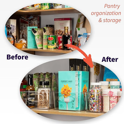 Pantry Organizers and Storage and Cabinet Organizer, 4 Pack - Kitchen Organizers and Storage, Great Fridge or Snack Organizer - Perfect in Refrigerator or Cupboard Shelf