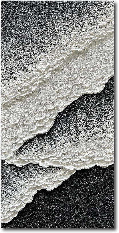 NANKAI Hand Painted black and white abstract canvas art oil painting waves landscape home wall decoration painting 24x48 inches