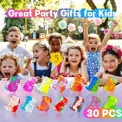Dinosaur Pop Fidget Toys Bulk Its 30 Pack Dinosaur Party Favors for Kids 4-8 8-12 Mini Dino Pop Keychain It Fidget Toy Fidgets for Classroom Prizes Student Carnival Birthday Goodie Bag Stuffers Filler