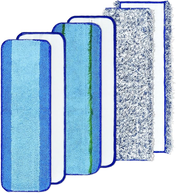 6 Pack Microfiber Cleaning Replacement Pad for Bona Mop,Washable Reusable Microfiber Cleaning Mop Pad for Hardwood Floor,Wet Dry Use,2 Deep Cleaning Pad+2 Microfiber Cleaning Pad+2 Dusting Mop Pad