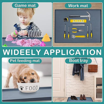 URMONA Waterproof Silicone Under Sink Mat 34'' x 19'' Shelf Liner for Kitchen and Bathroom, Cabinet and Counter Protector, Storage and Organizers, Litter Mat, Pet Cat Puppy Essentials(Light Grey)