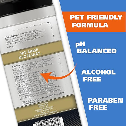 Wahl USA Pet Refresh Cleaning Wipes for All Dog Breeds - Use on Ears, Nose, Paws, Bottom, & Sensitive Areas - 50 Wipes - Model 820017A