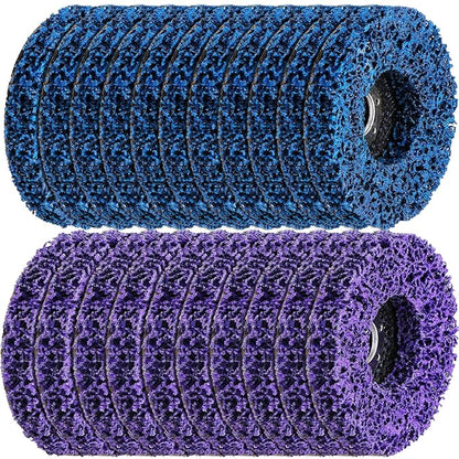 20 Pcs 4" x 5/8" Strip Discs Bulk, Paint Stripping and Rust Removal Wheels for Angle Grinders, Abrasive Grinding Discs for Metal, Wood, and Fiberglass, Blue+ Purple