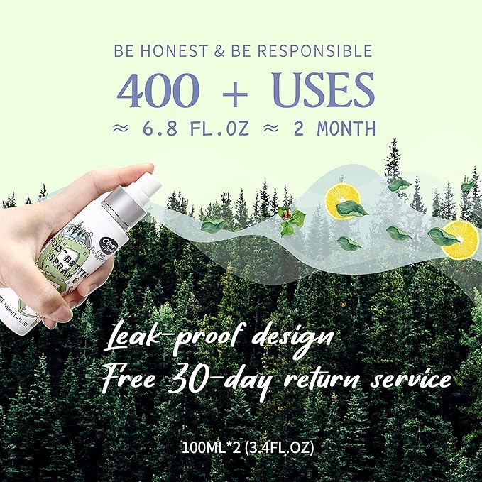 Clean-n-Fresh Toilet Spray, Poop Spray Eucalyptus Scent, 100% Natural Plant Essential Oil Bathroom Air Fresheners Spray, 400 Plus Uses, Long Lasting Odor Eliminator, 2 Pack