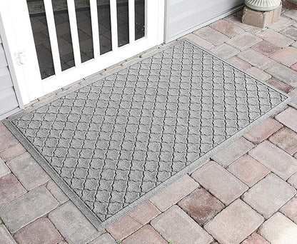 WaterHog Heavy Duty Doorway Mat, 3' x 5', Made in USA, Durable & Skid-Resistant Entryway Mat, Water-Trapping, Indoor/Outdoor Decorative Floor Covering, Cordova Collection, Medium Grey