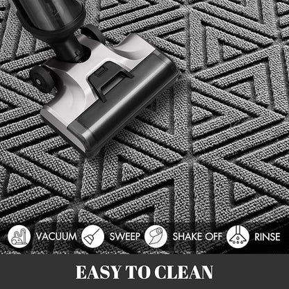 Yimobra Outdoor Mats for Front Door 29.5x17, All-Weather Waterproof Non-Slip Outdoor Door Mat Outside Eentrance, Garage/Patio Entryway Indoor Doormat, Easy Clean, Grey