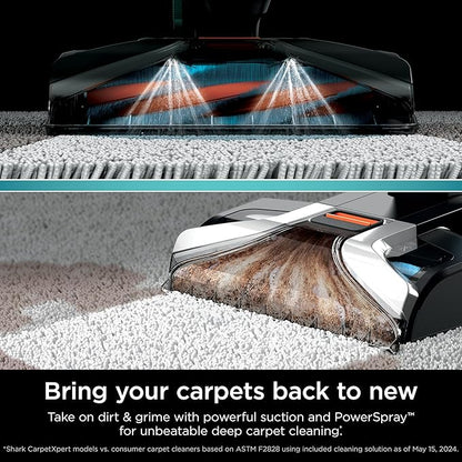 Shark CarpetXpert with StainStriker Upright Carpet, Area Rug & Upholstery Cleaner with Pet Mess Extractor Tool, Perfect for Pets, Carpet Shampooer, 3 Cleaning Tools, Cleaning Solutions, White, EX201