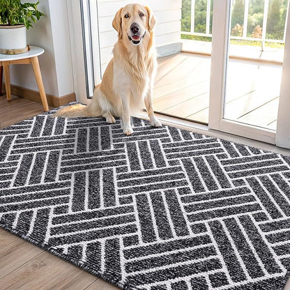 OLANLY Indoor Door Mat, 48x32 Inch, Dirt Resistant and Absorbent, Non-Slip Rubber Backing Floor Mats, Easy Clean Low-Profile Doormat for Entryway, Front Door, and Inside Entrance, Black