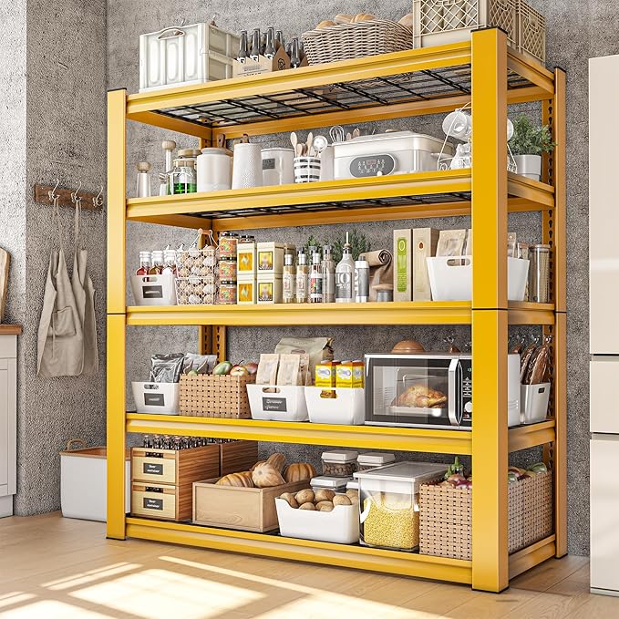 REIBII 72''H Garage Shelving 3010 LBS Storage Shelves Adjustable Metal Shelving 5 Tier Metal Shelves for Storage Industrial Shelf for Kitchen Pantry Warehouse Basement 72" HX35.5 WX16 D, 4 Pack