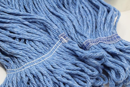 Turkey Creek Essentials Mop Heads Commercial Grade USA Made Looped End Heavy Duty Large Mop Head of Blue 4-Ply Synthetic Yarn Industrial Wet Mop Head Replacement and String Mop Refills (6, Large)