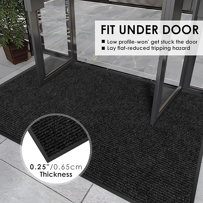 2′ x 53′ Front Door Mat Indoor Outdoor Entrance, Commercial Floor Mat Heavy Duty Dirt Trapper Entryway Doormat, Custom Size Non Slip Rubber Backing Welcome mat, Door Mat for High Traffic Area