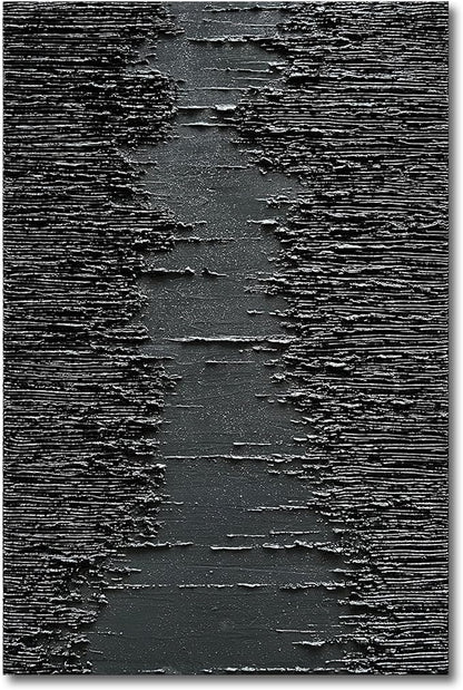 NANKAI Art Hand-Painted Thick Texture Black Minimalist Oil Painting 45x30 Inchs Texture Abstract Painting Home Wall Decorative Art