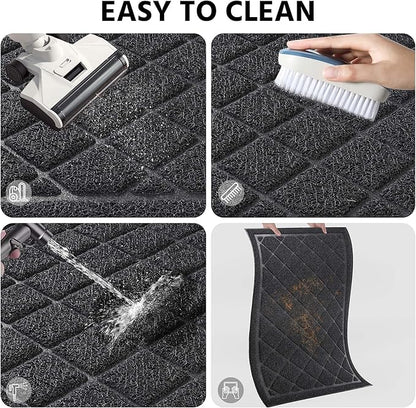 Front Door Mat Outside Entrance, 24" x 60" Heavy Duty All-Season All-Weather Waterproof Doormat Trap Dirt and Moisture Easy Clean Low Profile Patio Porch Entryway Mat