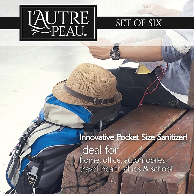 L'AUTRE PEAU Advanced Hand Sanitizer Gel with Aloe Vera, Citrus Scented 0.5 Fl Oz Travel Size Multi Pack – Flip Cap Bottles (6, No travel Strap)