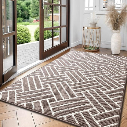 OLANLY Large Indoor Door Mat, 59x35 Inch, Dirt Resistant and Absorbent, Non-Slip Rubber Backing Floor Mats, Easy Clean Low-Profile Doormat for Entryway, Front Door, and Inside Entrance, Brown