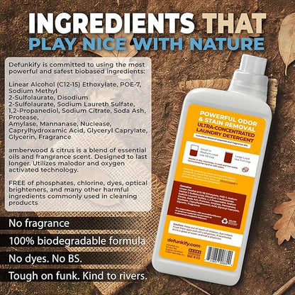 Laundry Detergent 62 Load/37.7 FlOz (2-Pack). 'Amberwood & Citrus' Liquid Detergent- Sensitive Skin. 'ProvenSafe' Laundry Soap Washing Detergent w/Odor & Stain Remover for Activewear & All Fabrics