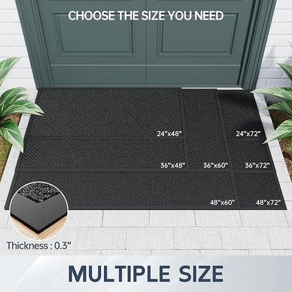 Front Door Mat, 6' x 3' Heavy Duty Indoor Outdoor Doormat, Non-Slip Backing Welcome Mats for Entryway, Low Profile, Commercial Door Mats
