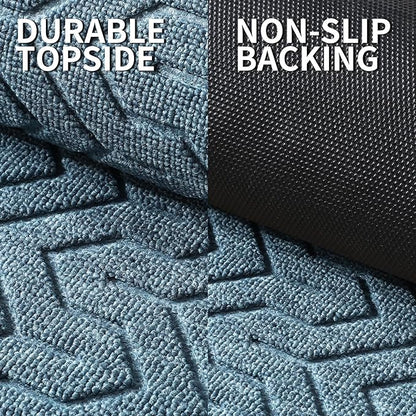 Yimobra Large Door Mat Outside Entrance 36x24, Waterproof Heavy Duty Outdoor Mats for Front Door, Non Slip Rubber Entry Mat for Garage Patio, Easy Clean, Mix Blue