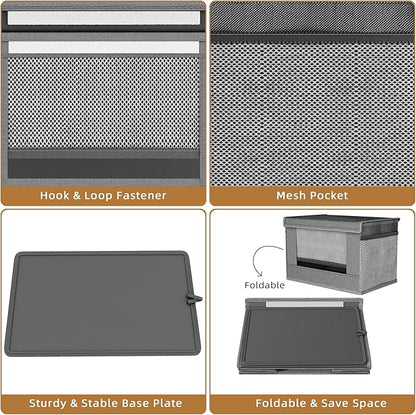 2 Pack Trash Bag Holder Dispenser, Oxford Cloth Garbage Bag Storage Organizer with Mesh Pockets, Foldable Kitchen Organizer Fits 13 Gallon Roll for Kitchen and Pantry（Small）