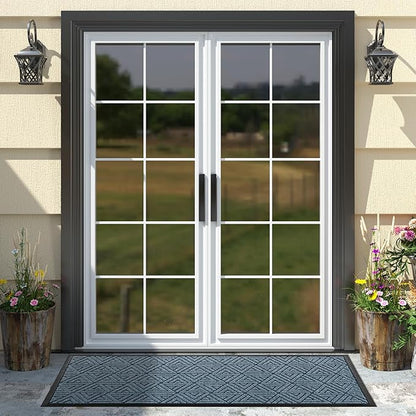 Yimobra Large Door Mat 47x24, All-Weather Waterproof Non-Slip Welcome Matt Outdoor, Heavy Duty Non Slip Doormat for Entryway for Patio and Garage Indoor, Easy Clean, Mix Blue