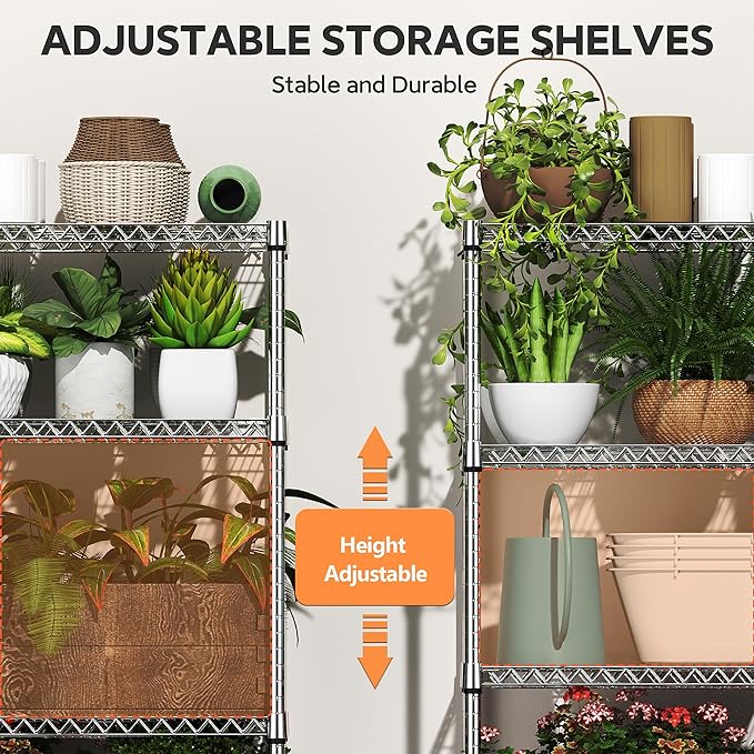 6 Tiers Storage Shelves Load 2100LBS, Metal Shelving Wire Metal Shelving Unit Shelves for Storage Adjustable Garage Shelving for Pantry Kitchen Garage Chrome 17.7" D x 47.3" W x 82.4" H