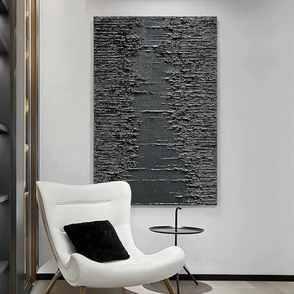 NANKAI Art Hand-Painted Thick Texture Black Minimalist Oil Painting 45x30 Inchs Texture Abstract Painting Home Wall Decorative Art