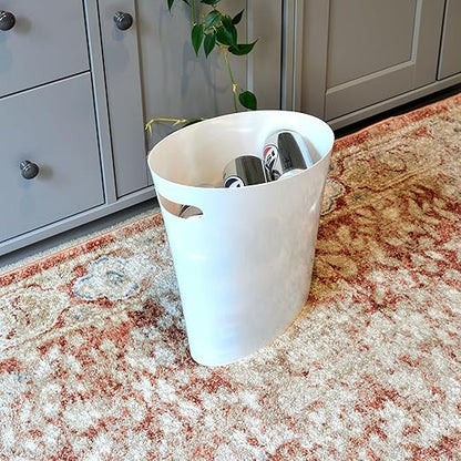 Youngever 2 Gallon Slim Trash Can, Plastic Garbage Container Bin, Small Trash Bin with Handles for Home Office, Living Room, Study Room, Kitchen, Bathroom (2 Pack White)