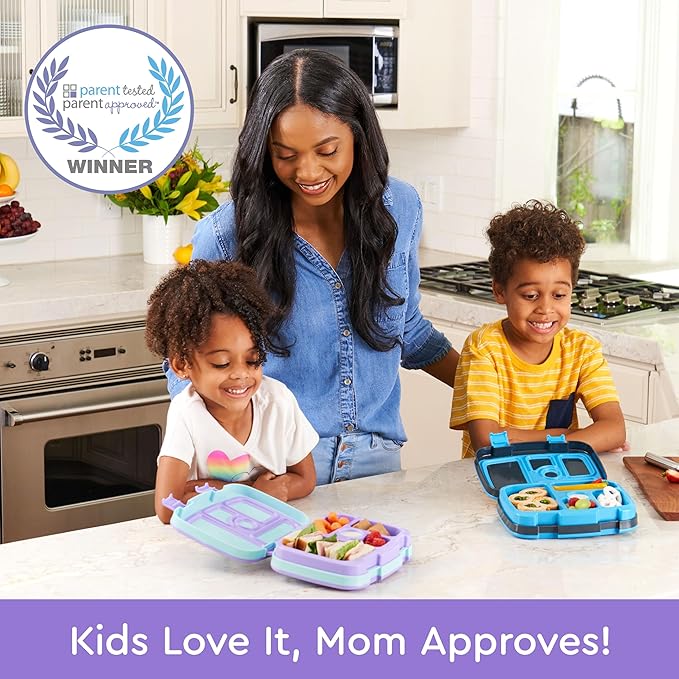 Bentgo Kids Prints Leak-Proof, 5-Compartment Bento-Style Kids Lunch Box - Ideal Portion Sizes for Ages 3-7, Durable, Drop-Proof, Dishwasher Safe, & PFAS & BPA-Free Materials (Mermaids in the Sea)