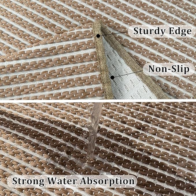 Braided Bath Mat,Boho Small Bathroom Rugs Non Slip Washable Super Absorbent Quick Dry Farmhouse Bathroom,Bedroom Decor,17"x24"Brown