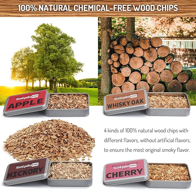 Whiskey Smoker Kit with Torch, Old Fashioned Cocktail Bourbon Drink Smoker with 4 Flavors Wood Chips, Birthday Christmas Day Gifts for Husband, Men, Dad(No Butane)