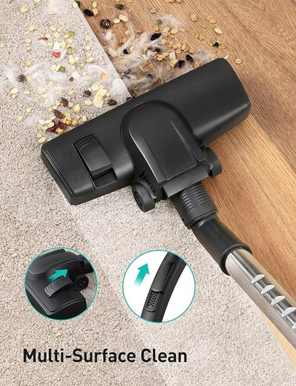 Aspiron Canister Vacuum Cleaner, 30Kpa Bagless Vacuum Cleaners, 3.7QT Large Dust Cup, Double HEPA Filter, Retractable Cord, 1600W Lightweight Vacuum Cleaner with 5 Tools for Hard Floors, Tangerine