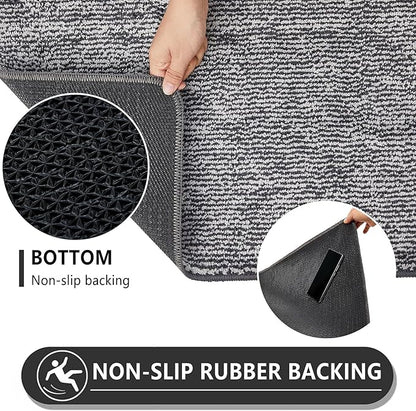 REFETONE Indoor Doormat, Front Door Mat 32"x48" Absorbent Rubber Backing Non Slip Back Door Mats, Washable Low-Profile Inside Floor Mat Door Rugs for Entryway, Resist Dirt Mud Mat for Dogs, Dark Grey
