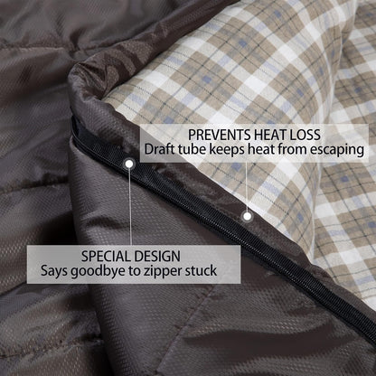 0 Degree Sleeping Bag 100% Cotton Flannel XXL for Adults Big and Tall Cold Weather Winter Zero Degree Camping,Free Compression Sack
