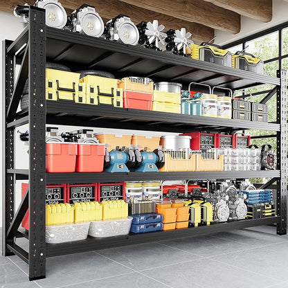 5000LBS Storage Shelves, 71" W Heavy Duty Garage Shelving Unit, Adjustable Industrial Shelving, 4 Tier Metal Shelving for Garage, Supermarket, Warehouse, 71" W x 24" D x 70" H