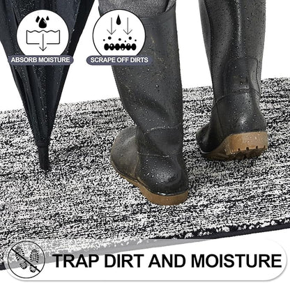REFETONE Indoor Doormat, Front Door Mat 32"x48" Absorbent Rubber Backing Non Slip Back Door Mats, Washable Low-Profile Inside Floor Mat Door Rugs for Entryway, Resist Dirt Mud Mat for Dogs, Black